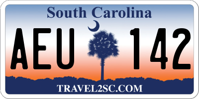 SC license plate AEU142