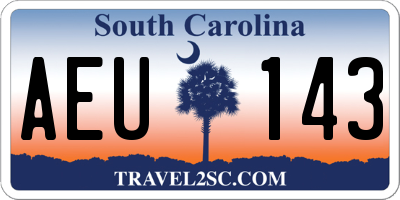 SC license plate AEU143