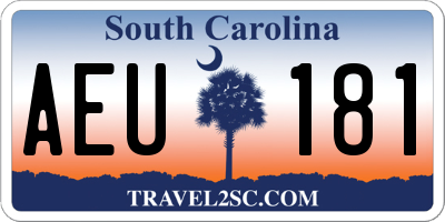 SC license plate AEU181