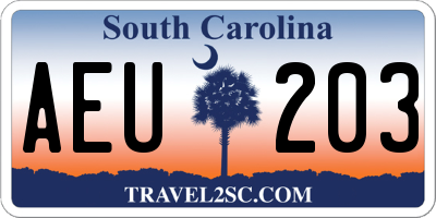 SC license plate AEU203