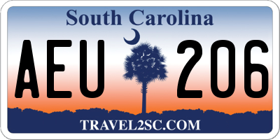 SC license plate AEU206