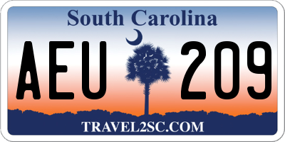 SC license plate AEU209