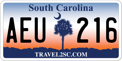 SC license plate AEU216
