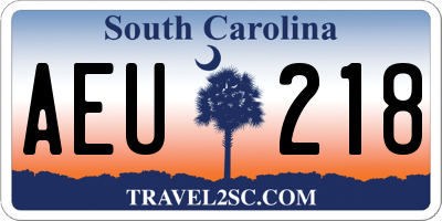 SC license plate AEU218