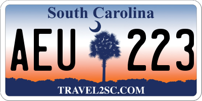 SC license plate AEU223