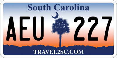 SC license plate AEU227