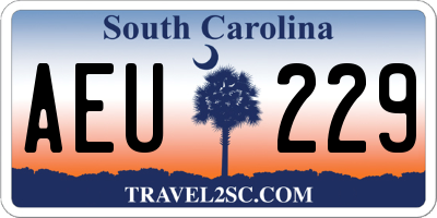 SC license plate AEU229