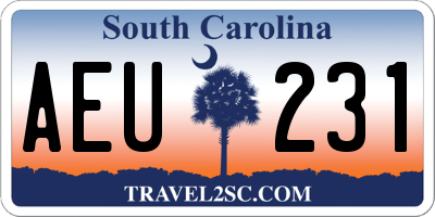 SC license plate AEU231