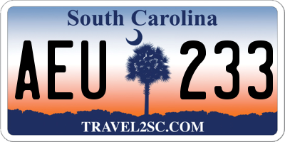 SC license plate AEU233