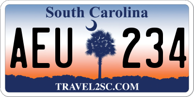 SC license plate AEU234
