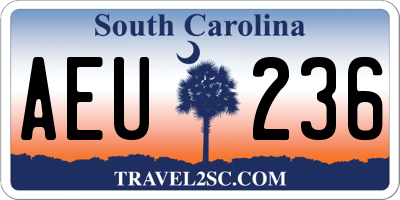 SC license plate AEU236