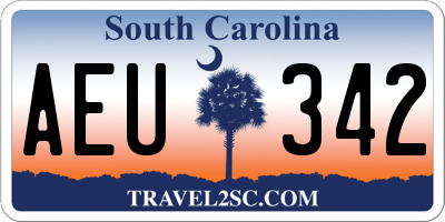 SC license plate AEU342