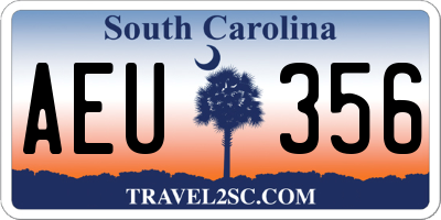 SC license plate AEU356