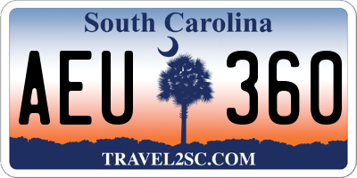 SC license plate AEU360