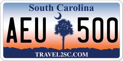 SC license plate AEU500