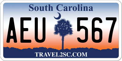 SC license plate AEU567