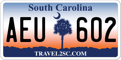 SC license plate AEU602