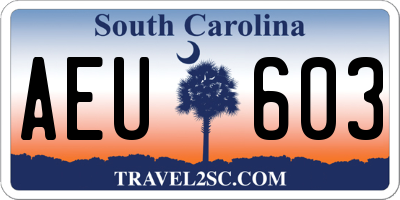 SC license plate AEU603