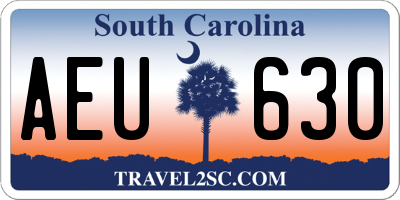 SC license plate AEU630