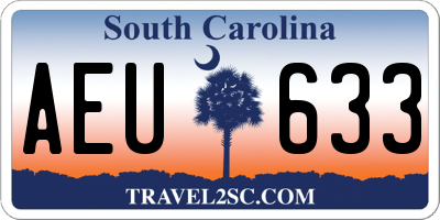 SC license plate AEU633