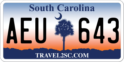 SC license plate AEU643