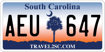 SC license plate AEU647