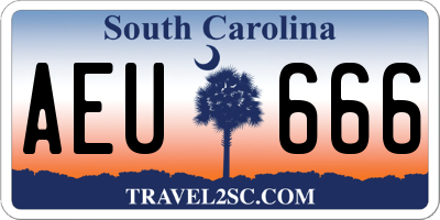 SC license plate AEU666