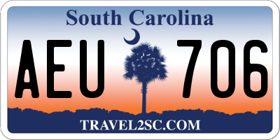 SC license plate AEU706