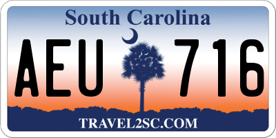 SC license plate AEU716