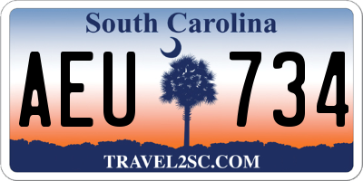 SC license plate AEU734