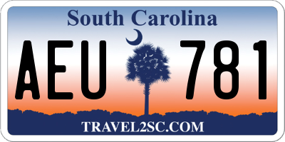 SC license plate AEU781