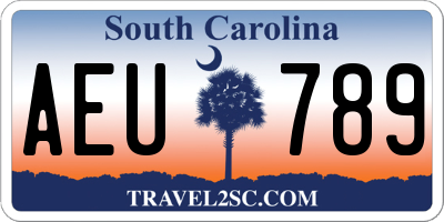 SC license plate AEU789