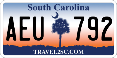 SC license plate AEU792