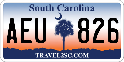 SC license plate AEU826