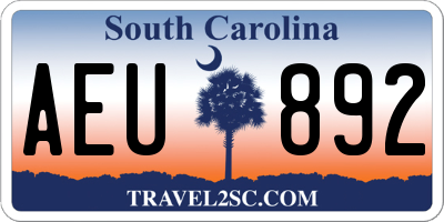 SC license plate AEU892