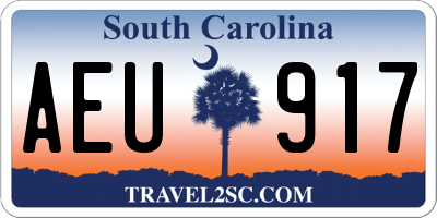 SC license plate AEU917