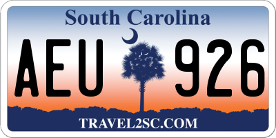 SC license plate AEU926