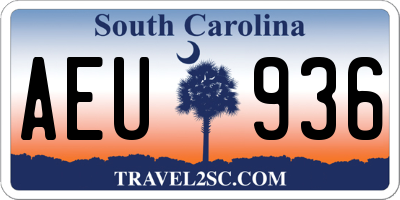 SC license plate AEU936
