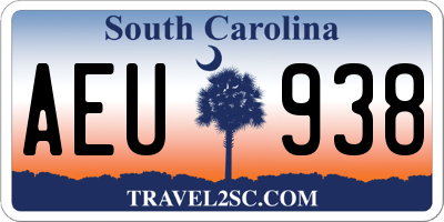 SC license plate AEU938