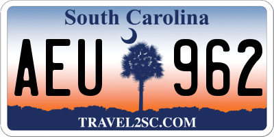SC license plate AEU962