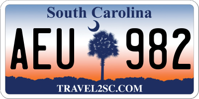 SC license plate AEU982