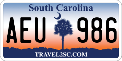 SC license plate AEU986