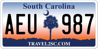 SC license plate AEU987