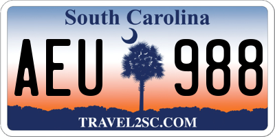 SC license plate AEU988