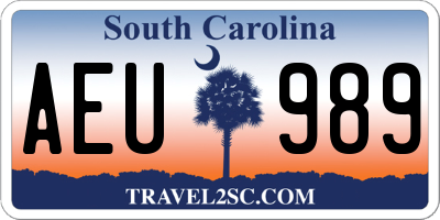 SC license plate AEU989