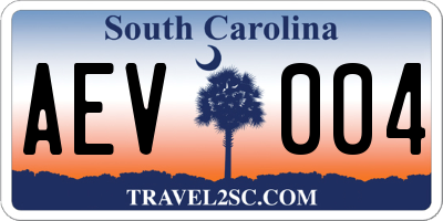 SC license plate AEV004