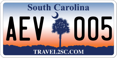 SC license plate AEV005