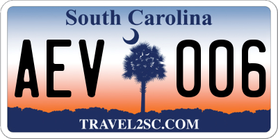 SC license plate AEV006