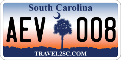 SC license plate AEV008