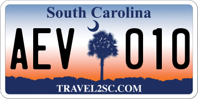 SC license plate AEV010